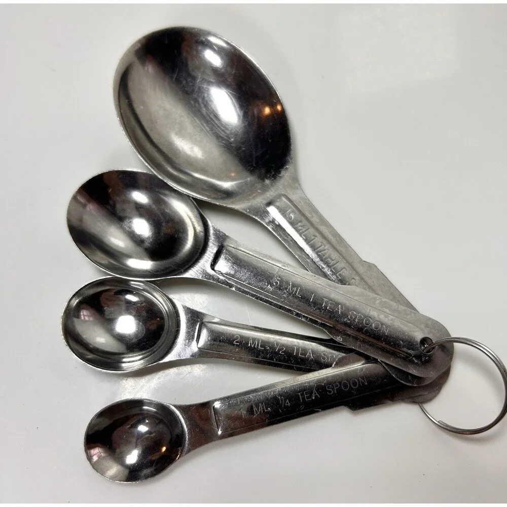 Vintage Set of 4 Stainless Steel Measuring Spoons